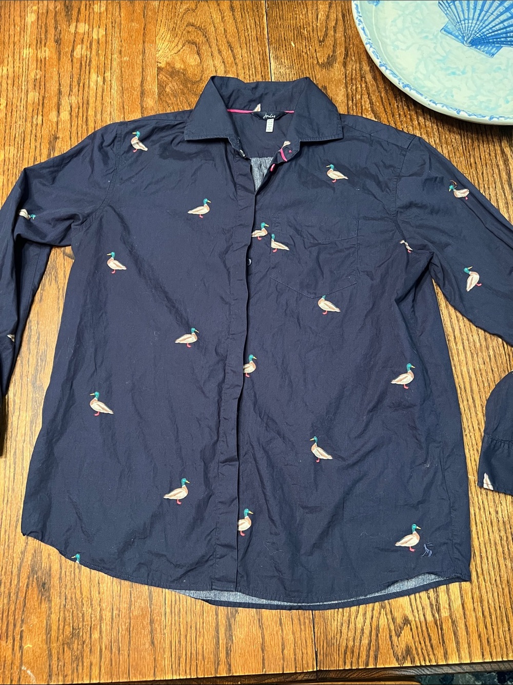 Joules Amilla Navy Button-Down Shirt with Duck Motif
